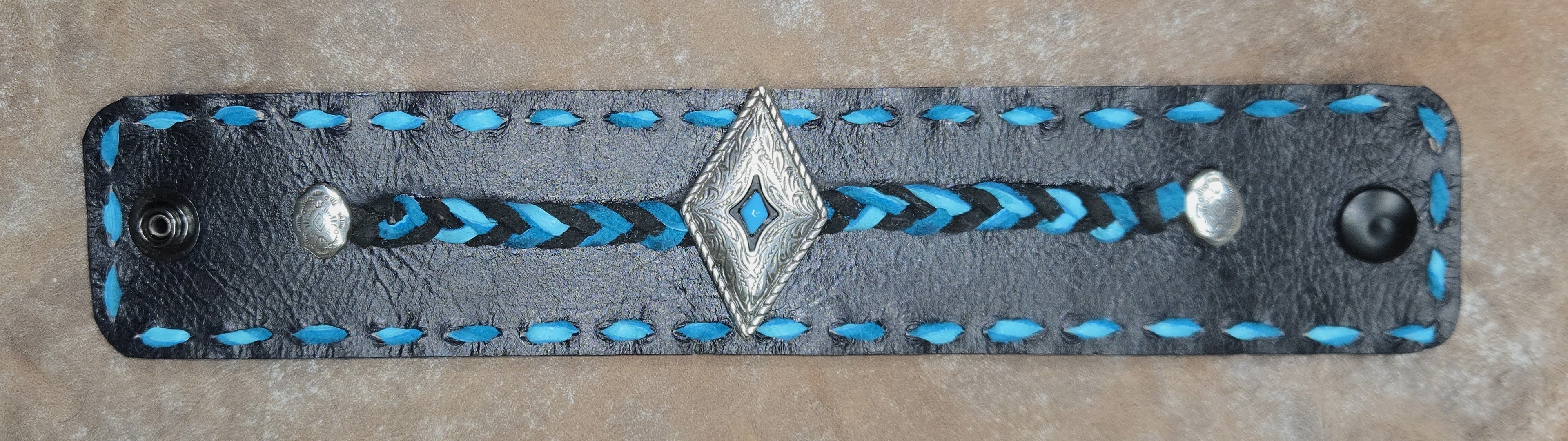 Turquoise and black diamond cuff