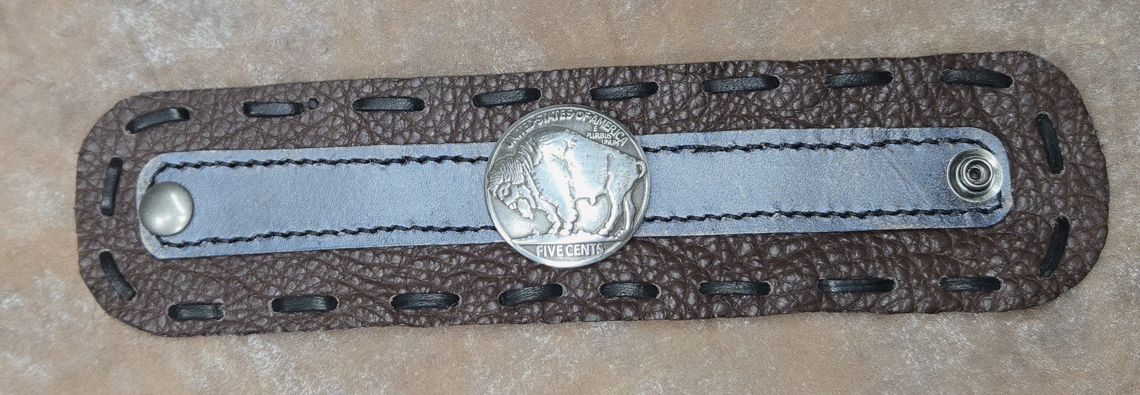 Bison leather with Buffalo conch