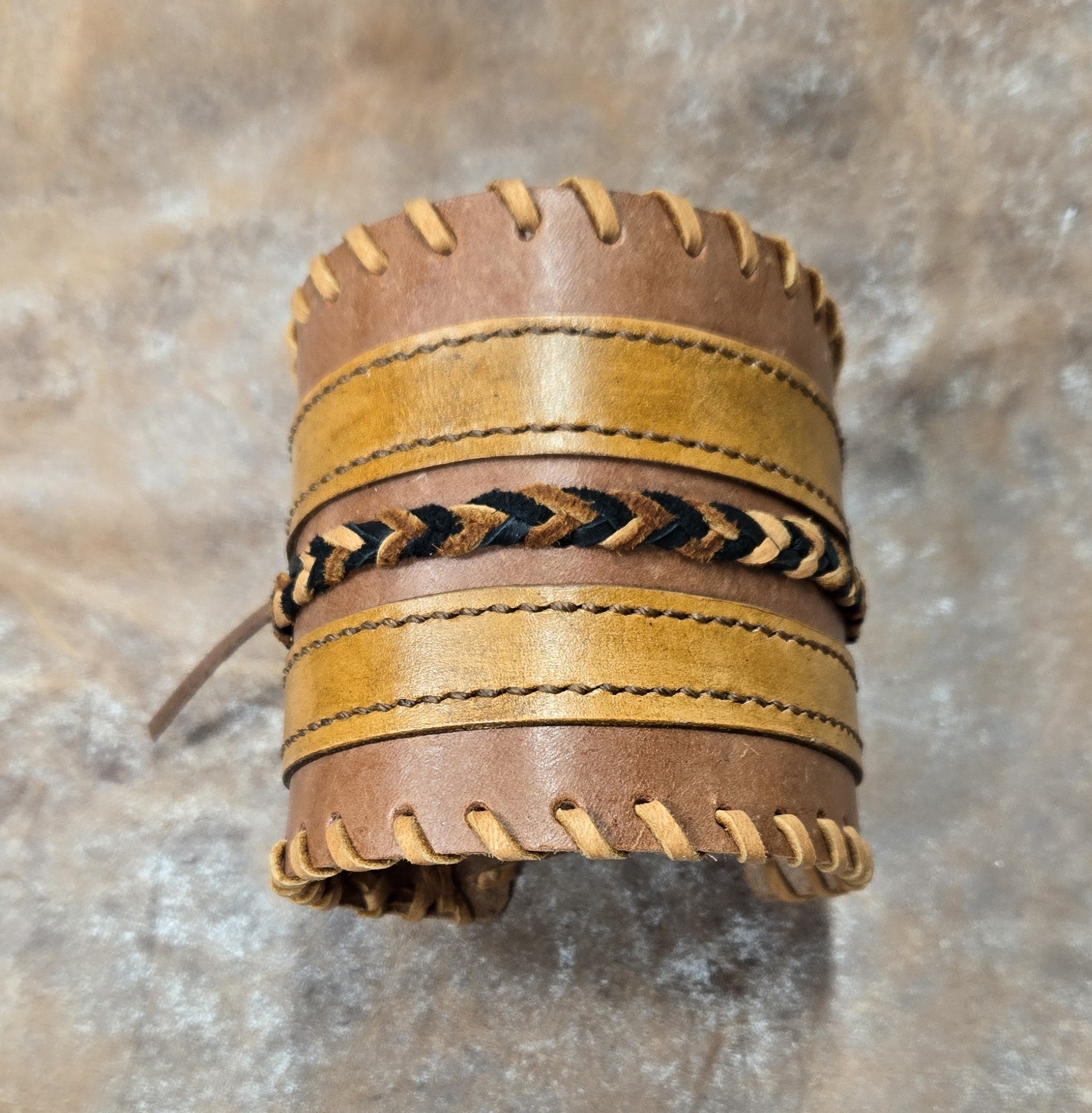 Cuff - black and brown braid